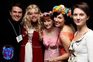 Members of the creative team all dressed up for the Love Stories Costume Party!