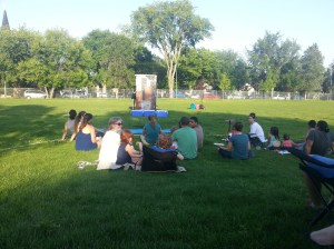 The audience gathers before the show.